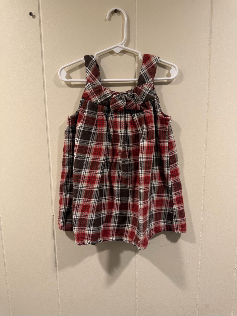 Gymboree Red and Black Plaid Bow-Front Tank Dress